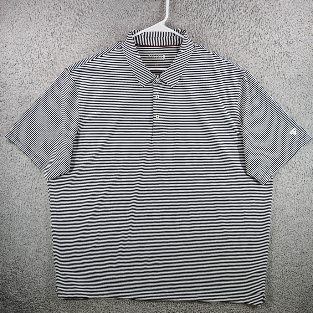 MAELREG Mens Performance Polo Shirt 4XL Navy Blue Striped Golf Short Sleeve